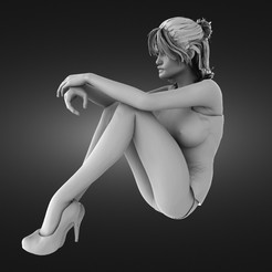 Sad-woman-render.png STL file Sad woman・3D printing design to download
