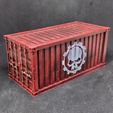 Skull-Gear-Container-Painted.jpg Shipping Container Terrain for Miniature Wargames with Sci-Fi Logos