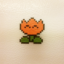 Capture_d_e_cran_2016-01-21_a__15.10.21.png Free STL file Pixel Fire Flower (Magnet or Pin) - Super Mario World・3D print design to download