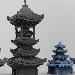 untitled.2200.png Fichier OBJ 4 Tour chinoise stylisée・Idée pour impression 3D à télécharger, aramar