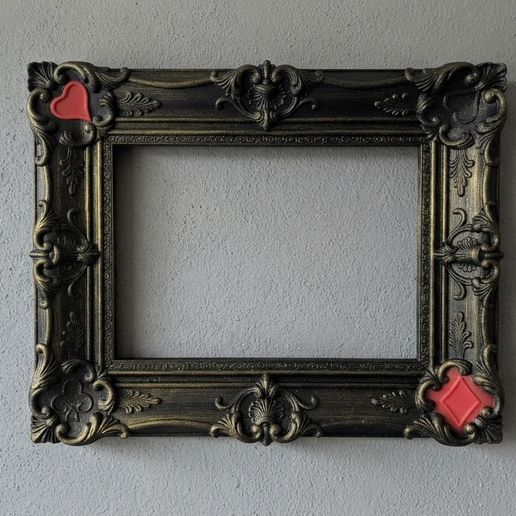 Gothic Playing Card Suits Picture Frame STL File For 3D Printing Baroque Ornate Frame