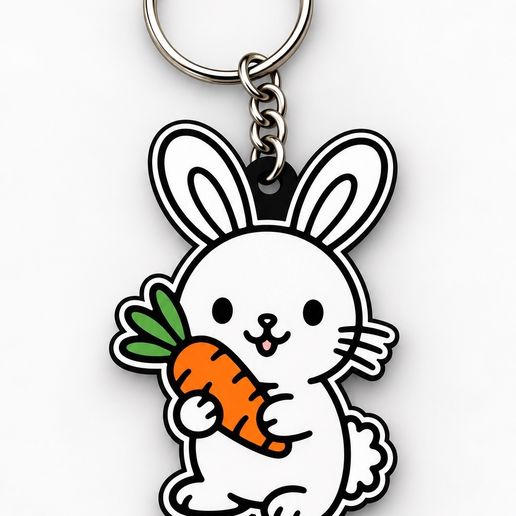 adorable Bunny & Carrot Keychain
