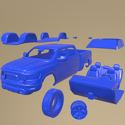 b28_005.png STL file Ram 1500 Rebel Crew Cab 2019 PRINTABLE CAR IN SEPARATE PARTS・Model to download and 3D print