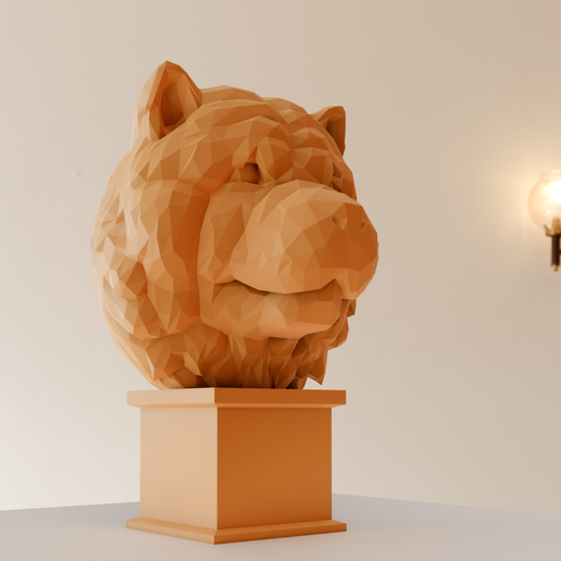 chow chow head bust low poly stl 3D model