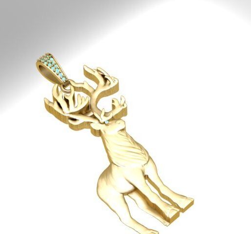 Majestic Stag Pendant  Deer Head Gold 3D Printable Jewelry Model