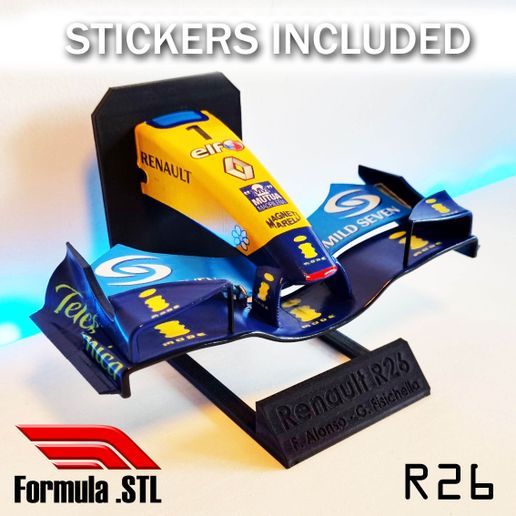 Renault R26 F1 Front Wing STL - Alonso - Fisichella- 1/8 Replica Printable