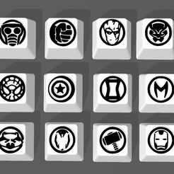 TECLAS-BLANCAS-Y-NEGRO.jpg STL file 17 KEYS / KEYCAPS MARVEL AVENGERS・3D printing model to download