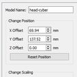 Mode Name: Change Poston xoffeet voftset 2ofeet = Reset Position Change Scaing ‘Size (mm) Scale (%) x ’ 2 Uniform Scaling Reset Scale Doctor Who Chess Set