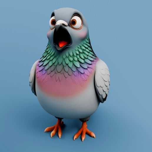 Panicking Pigeon Figurine STL – Shocked Bird 3D Print – Funny Desk Decor