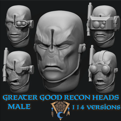 GREATER GOOD RECON HEADS MALE x i 114 VERSIONS (é A 3D-Datei Greater good recon male heads・3D-druckbares Modell zum herunterladen