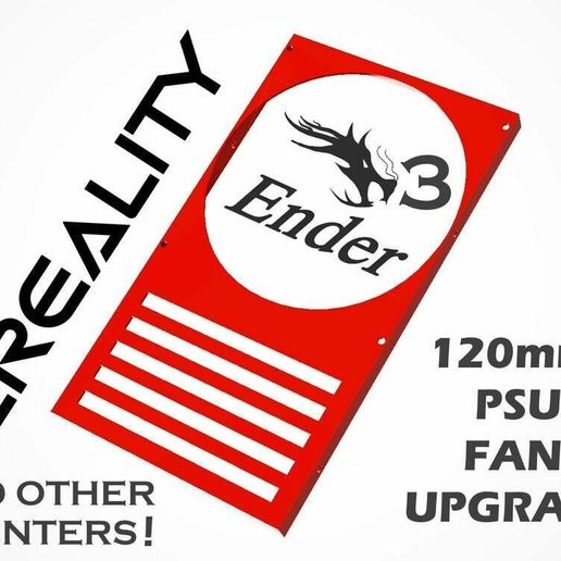Ender3PSUcover120mmFanLogo.jpg Download free STL file Creality Ender 3 PSU 120mm Fan Upgrade Housing • 3D printing model, nobble