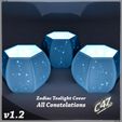 Zodiac Tealight Cover PRG red ta Zodiac Tealight Covers - Full Set