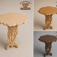 25-1.png Luxury Baroque Pedestal Table 3D Model for CNC - Ornate Floral Column Side Table STL File for Wood Carving (Artcam, Aspire)