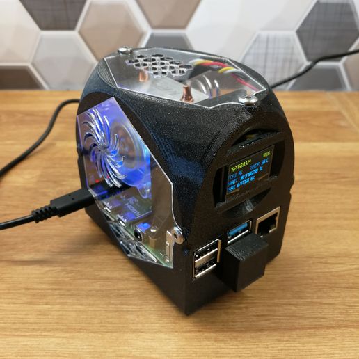 Raspberry Pi 4B case mini computer desktop PC with SSD boot via SSD shield DIY, print in place, no support 3D model