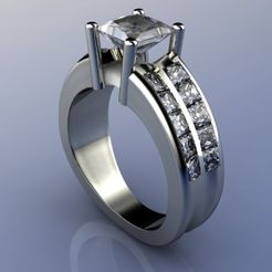 76.jpg STL file Baguette Diamond Ring・Design to download and 3D print