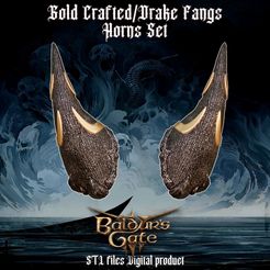pre.jpg Archivo 3D Fantasía Drake Colmillos y Cuernos de Oro Crafted Set Baldurs Gate 3・Plan imprimible en 3D para descargar