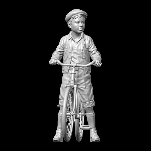Village Street Life - Boy with Bicycle