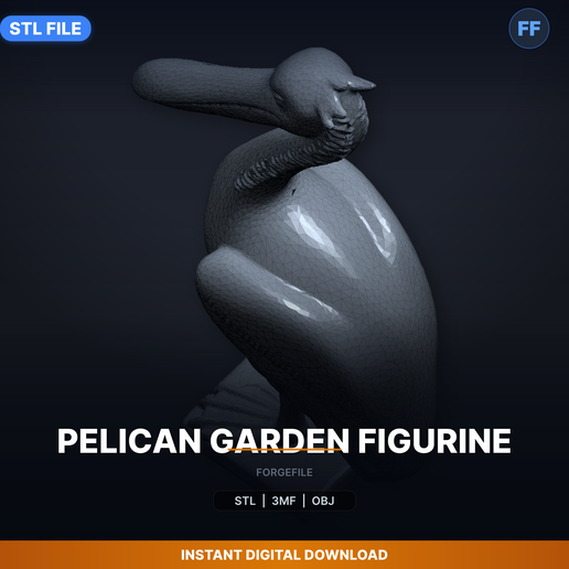 Pelican Garden Figurine - 3D Printable STL File