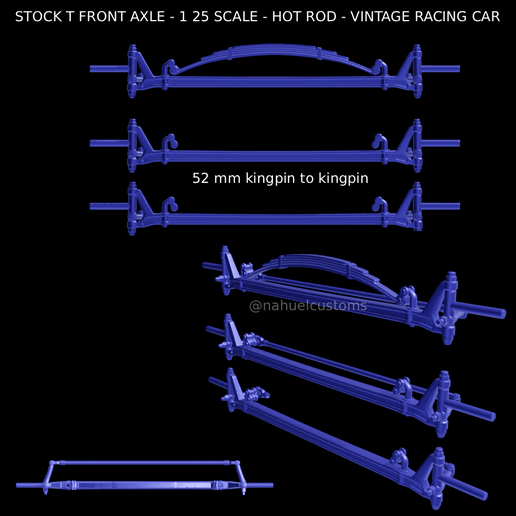 STOCK T FRONT AXLE - 1 25 SCALE - HOT ROD - VINTAGE RACING CAR - 3D model önizlemesi