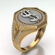 g-2.jpg Luxury Dollar Sign Mens Ring With Diamonds Gold Jewelry 3D Model Gents Rings STL 3DM