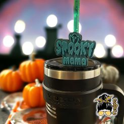 PhotoRoom_20230901_130130.jpg Spooky Mama With Ghost straw topper