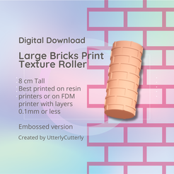 Cover-7.png Large Bricks 1 Scales Texture Roller, Digital File- STL - Embossed roller