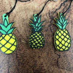 Piñas.jpg STL file Pineapple keychain pack・3D printing idea to download, D23