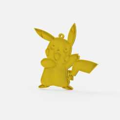 pikachu llavero.png Free STL file pikachu keychain - pikachu pikapika keychain・3D printer design to download