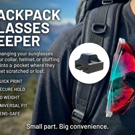 Backpack Glasses Keeper – Secure Front Strap Sunglasses Hook (Ultra Lightweight & Universal)
