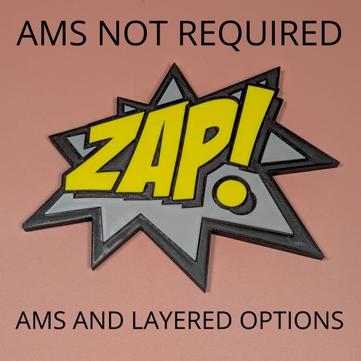 📚 Comic Book ZAP Sign (AMS and NON AMS Versions)・ STL File for 3D ...