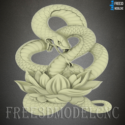 1.png snake Lotus 3D STL Model for CNC Router Engraver Carving Machine Relief Artcam Aspire cnc files ,Wall Decoration