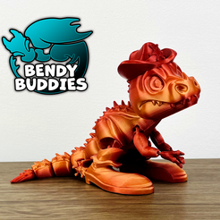 1.png Archivo 3D Sombrero y Botas de Sheriff / T-Rex Articulado / Dinosaurio Imprimible / Simpático Tiranosaurio / Bestia del Mundo Dino・Design para impresora 3D para descargar