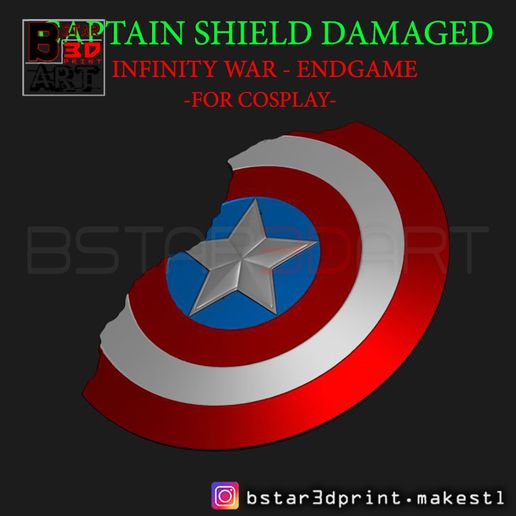 Captain America Shield Damaged - Infinity War - Endgame-Marvel - 3D model önizlemesi