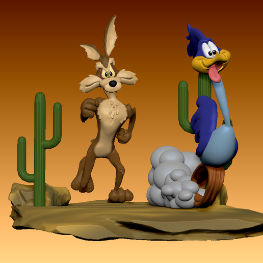 Wile E. Coyote and the Road Runner running pose from looney tunes cartoon