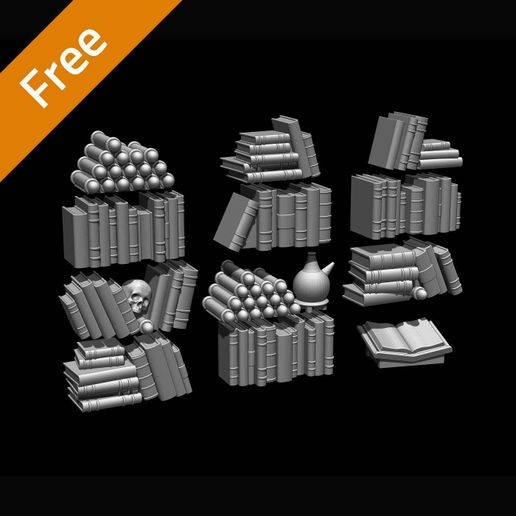 FREE - Necromancer Arcane Books - dungeon terrain 3D model