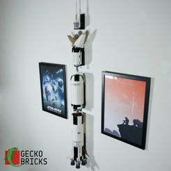 7.jpg STL file 3D printed wall mount for Lego Saturn V rocket・3D printer design to download