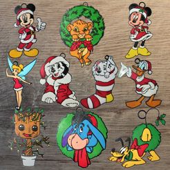 disney noel.jpg Archivo STL Paquete de 10 adornos navideños de Disney・Plan para descargar y imprimir en 3D