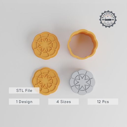 Mandala Bath Bomb Mold Set, Geometric & Sacred Patterns, XS to L, 12-Piece 3D Printing Bundle - 3D model önizlemesi