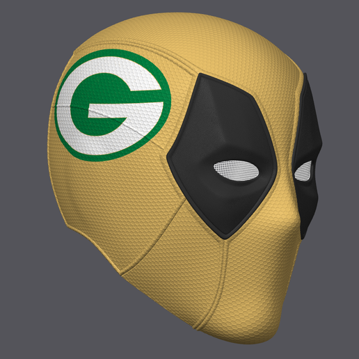 Deadpool Helmet with Green Bay Packers Football logo (Adult wearable)