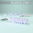 Playful-Font-Title-01.png 3D file Customizable fidget Name keychain spinner - Playful font・3D printable model to download