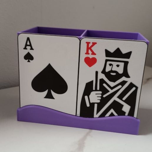 Poker Pencil Holder - Ace of Spades and King of Hearts Pencil Holder | Desk Organizer