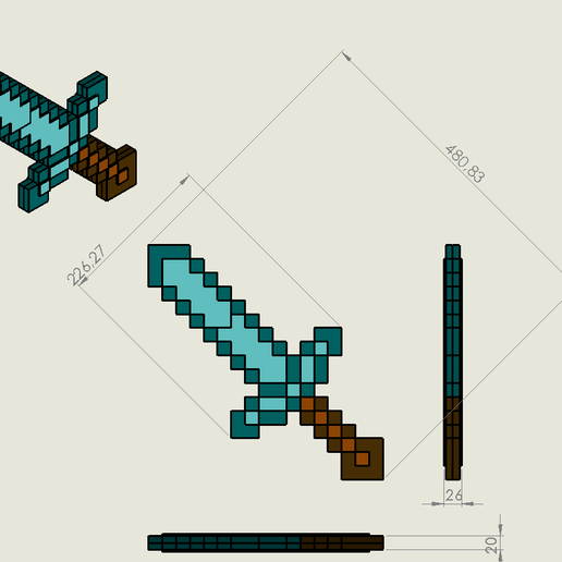 Stl File Sword Minecraft Real Size・3d Printable Model To Download・cults 0781