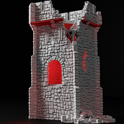 Ruined20.png 3D file Castle Tower 28mm Table Top Gaming Terrain (Ruined Norman Keep)・3D printing template to download