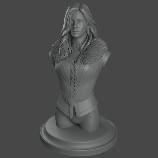 YENNEFER WITCHER 3 BUST PRINT READY STL - 3D model önizlemesi