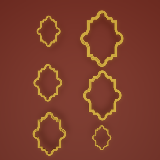 Polymer clay cutter  golden light  6 size 3D model