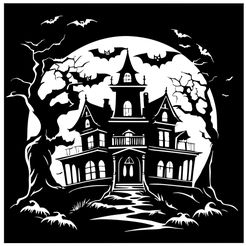 Maison-hantee-Halloween-1.jpg 5 SVG Files - Haunted Houses - Silhouettes - PACK 1