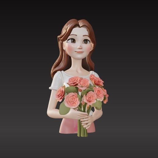 girl with flowers 3D model