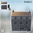 2.jpg Modern Mansard-roofed building with access staircase and molded balustrade, and double chimneys (17) - Modern WW2 WW1 World War Diaroma Wargaming RPG Mini Hobby