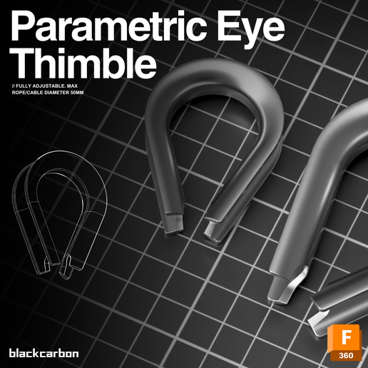 👁️ Parametric Eye Thimble – Fully Adjustable Rope/Cable Guide・ 3MF File ...