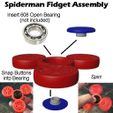 SpideySpinner-Assembly.jpg Spiderman Fidget Spinner Kids Toy Fun ADHD Anxiety Relief STL